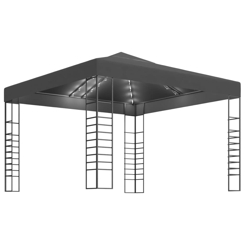 Vidaxl Gartenpavillon mit LED-Licht Girlande 3x3 m Anthrazitfarben