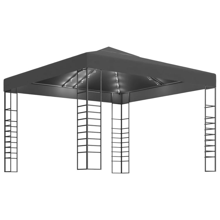 Vidaxl Gartenpavillon mit LED-Licht Girlande 3x3 m Anthrazitfarben