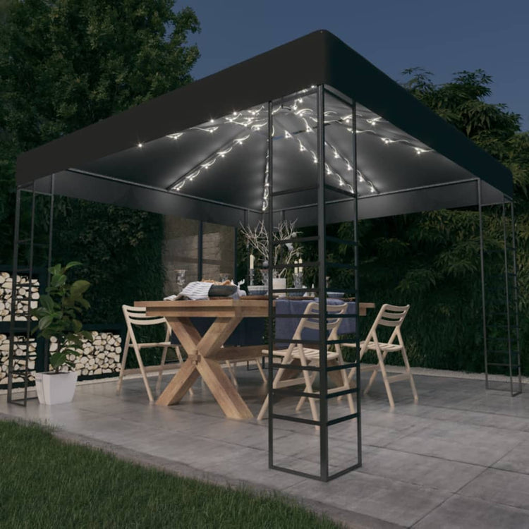 Vidaxl Gartenpavillon mit LED-Licht Girlande 3x3 m Anthrazitfarben