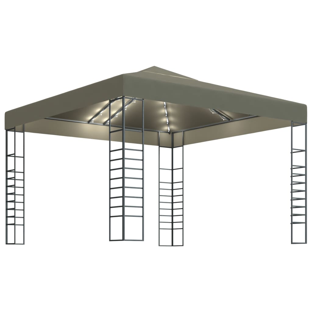 Vidaxxl Gartenpavillon mit LED-Lichterkette 3x3 m Taupe