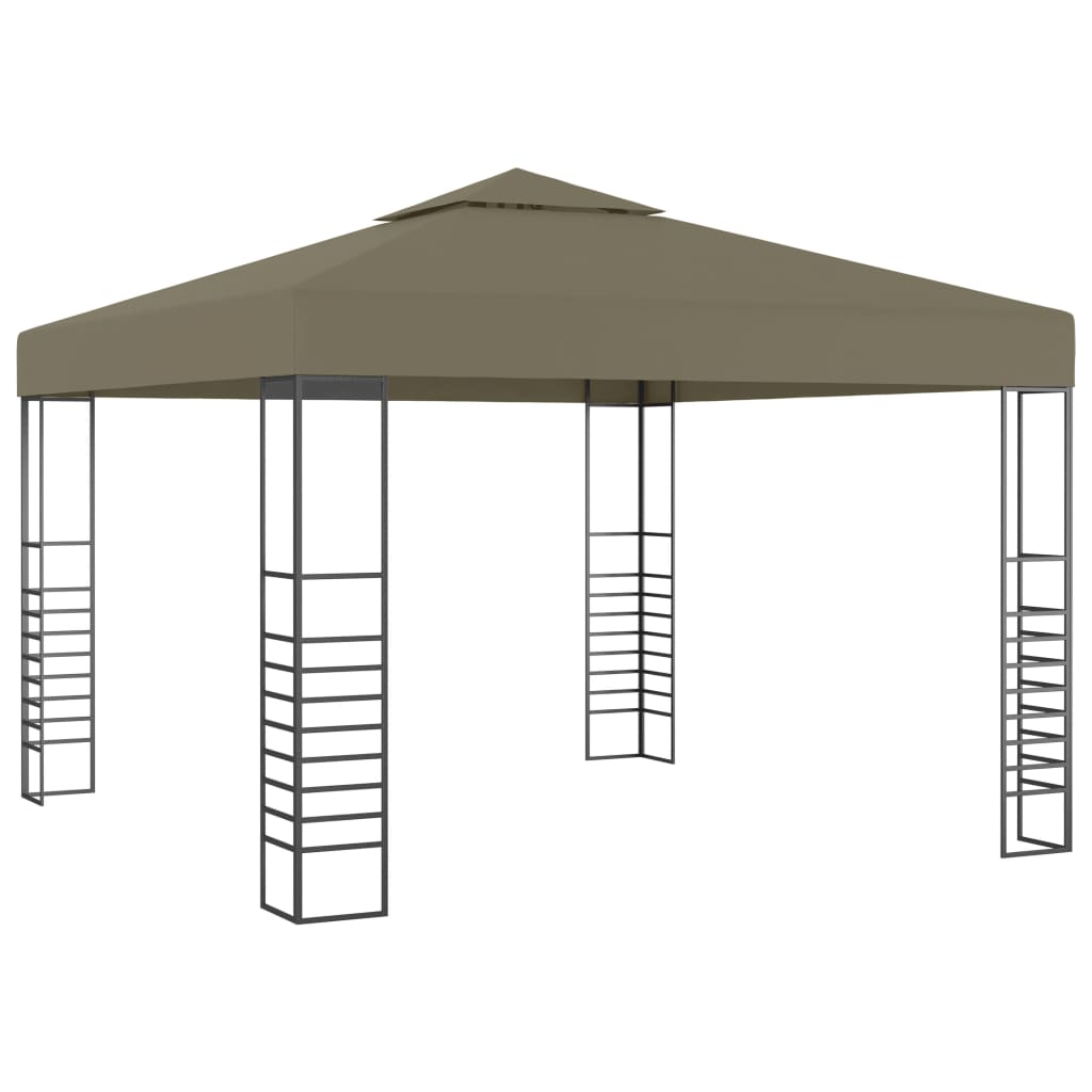 Vidaxxl Gartenpavillon mit LED-Lichterkette 3x3 m Taupe
