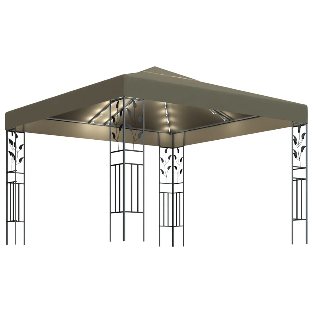 Vidaxl -Laube mit LED Light Garland 3x3 M Taupe