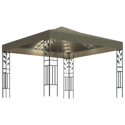 Vidaxl -Laube mit LED Light Garland 3x3 M Taupe