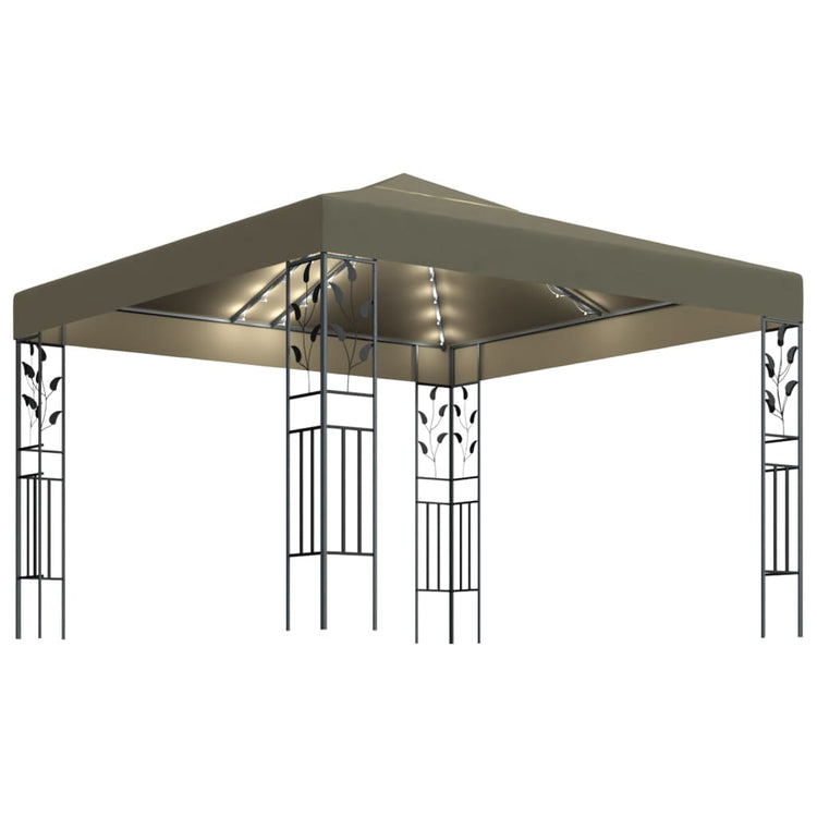 Vidaxl -Laube mit LED Light Garland 3x3 M Taupe