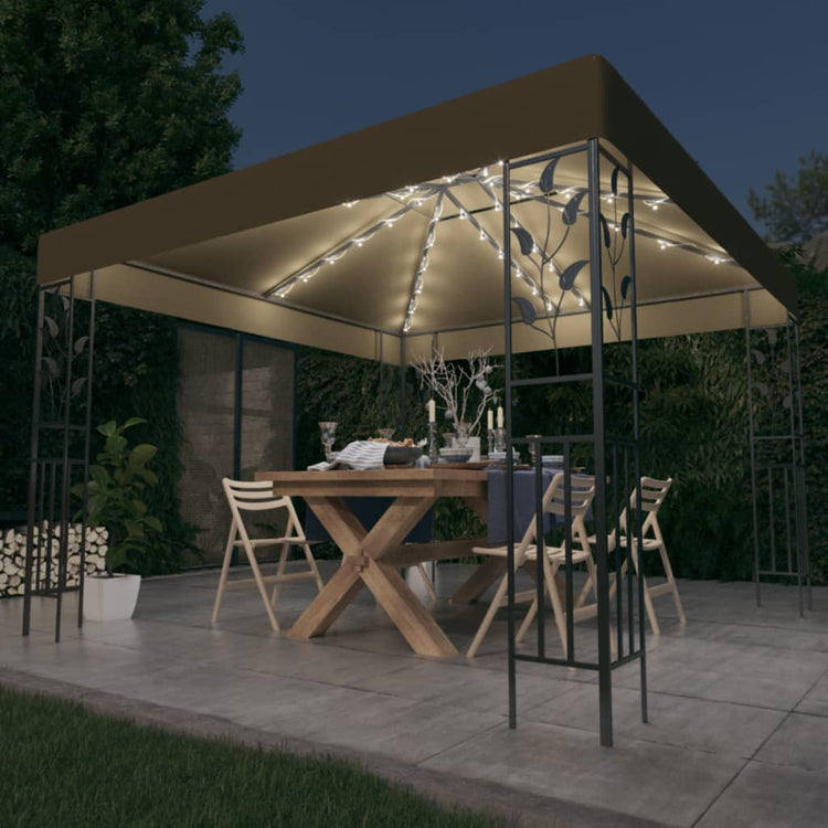 Vidaxl -Laube mit LED Light Garland 3x3 M Taupe