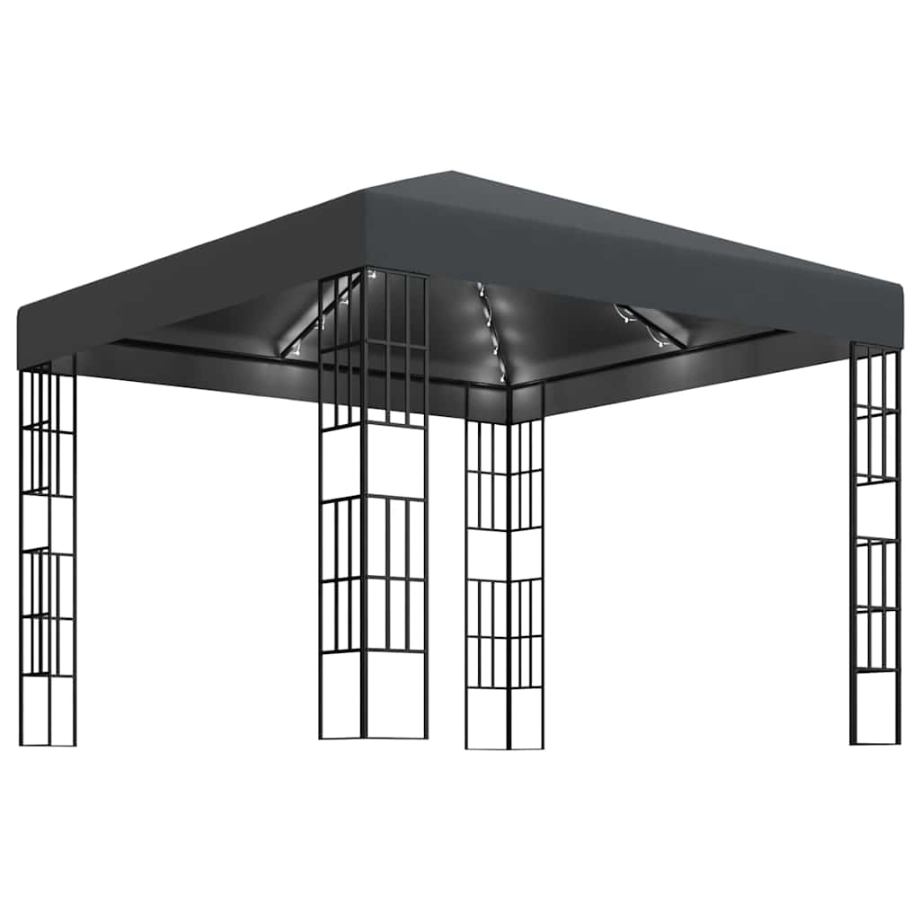 Vidaxl -Laube mit LED Light Garland 3x3 m Anthrazitfarbe