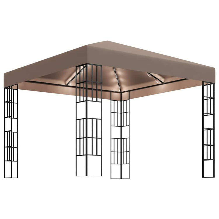 Vidaxx Pavillon mit LED-Lichterkette 3x3 m Taupe