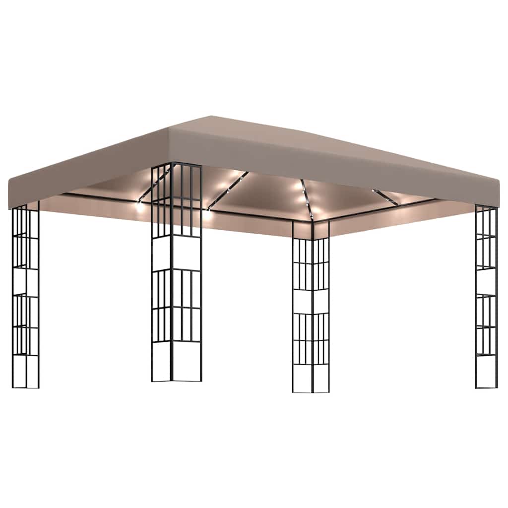 Vidaxx Pavillon mit LED-Lichterkette 4x3 m Taupe