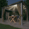 Vidaxl -Laube mit Vorhang und LED Light Garland 3x3 M Aluminium Taupe