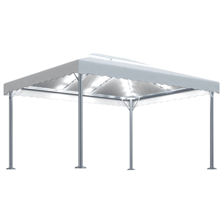 Vidaxl-Laube mit LED Light Garland 400x300 cm Aluminium cremefarben