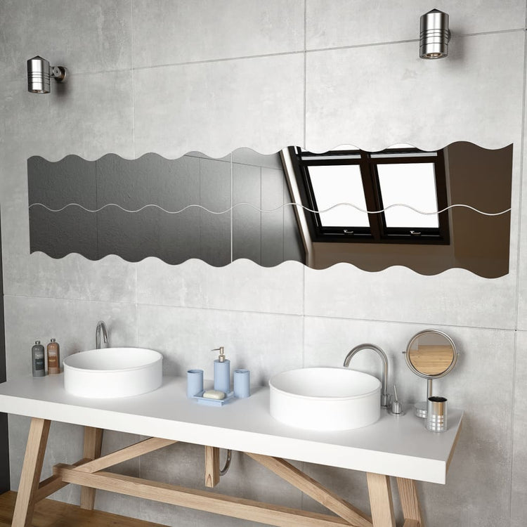 Vidaxl -Wandspiegel Golf -verändert 4 ST 100x23 cm Glas