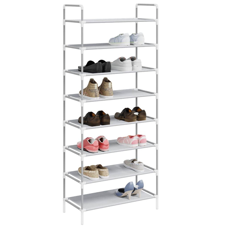 Vidaxl -Schuhregal mit 8 Regalen aus Metall- und Nicht -verwobenem Stoff Silber Farbe