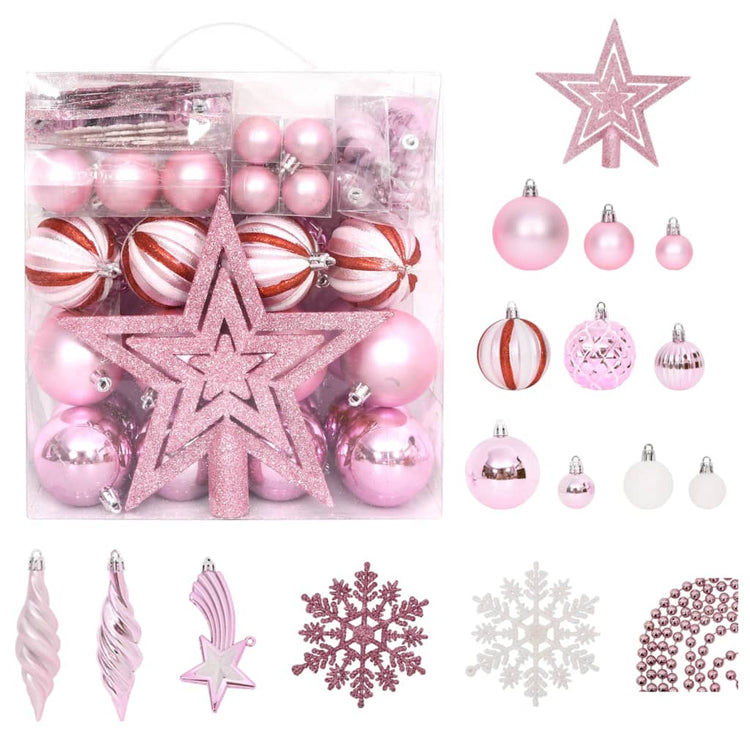 Vidaxl 65-teilige Weihnachtskugel Set Pink Red White