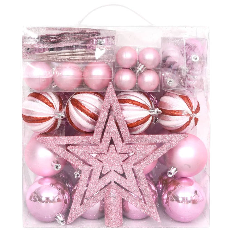 Vidaxl 65-teilige Weihnachtskugel Set Pink Red White