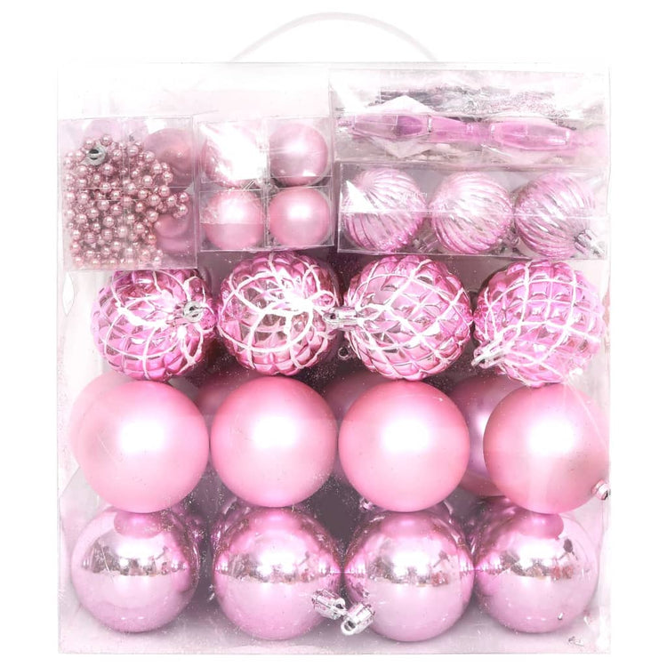 Vidaxl 65-teilige Weihnachtskugel Set Pink Red White