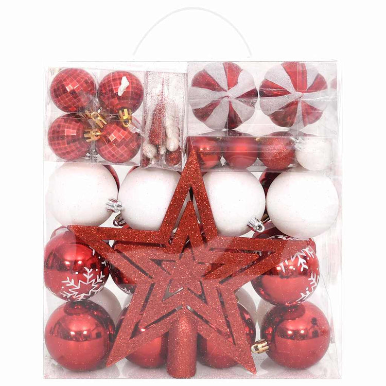 Vidaxl 64-teilige Weihnachtskugel Set rot und weiß