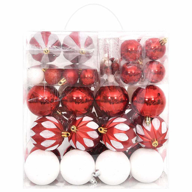 Vidaxl 64-teilige Weihnachtskugel Set rot und weiß