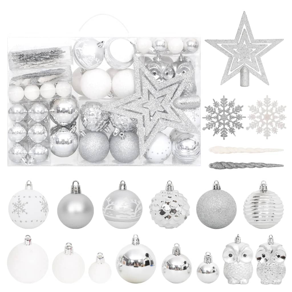VIDAXL 108-TEIL-Weihnachtsball-Set Silber und Weiß