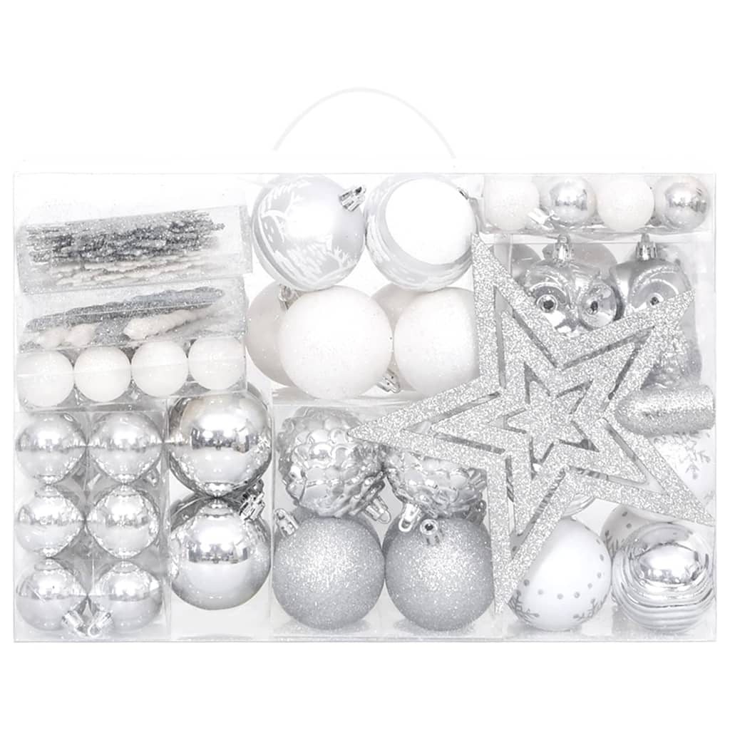 VIDAXL 108-TEIL-Weihnachtsball-Set Silber und Weiß