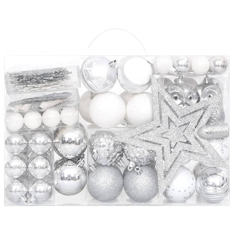 VIDAXL 108-TEIL-Weihnachtsball-Set Silber und Weiß