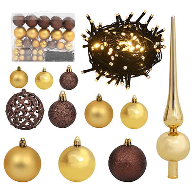 VIDAXL 61-TEIL-Weihnachtsball-Set mit Spitzen- und 150 LEDs Gold und Bronze