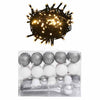 VIDAXL 61-TEIL-Weihnachtsball-Set mit Spitzen- und 150 LEDs weiß und grau