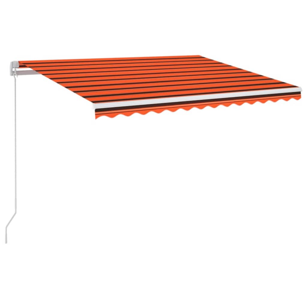 Vidaxl Luifel mit LED 350x250 cm Orange und Braun manuell ausziehbar