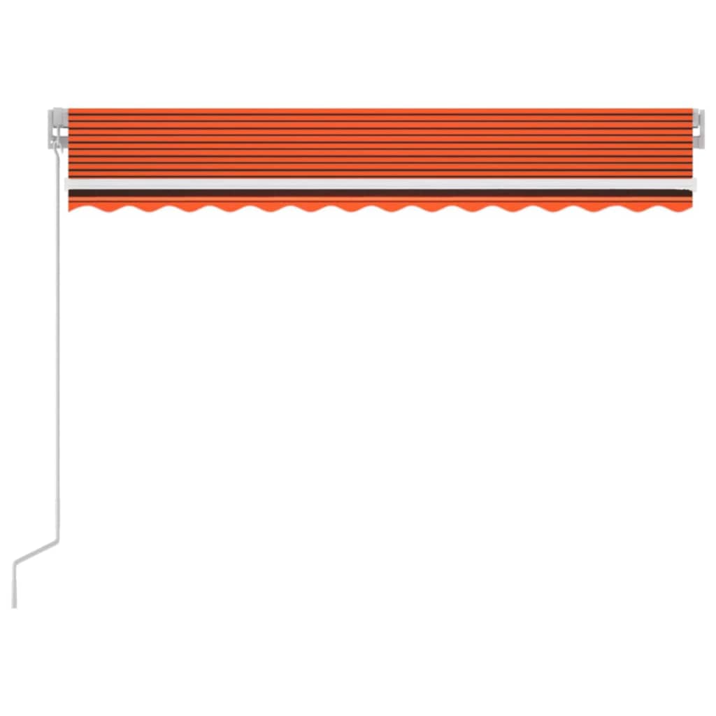Vidaxl Luifel mit LED 350x250 cm Orange und Braun manuell ausziehbar