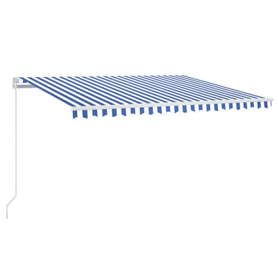 Vidaxl luifel manuell ausziehbar mit LED 400x300 cm blau und weiß