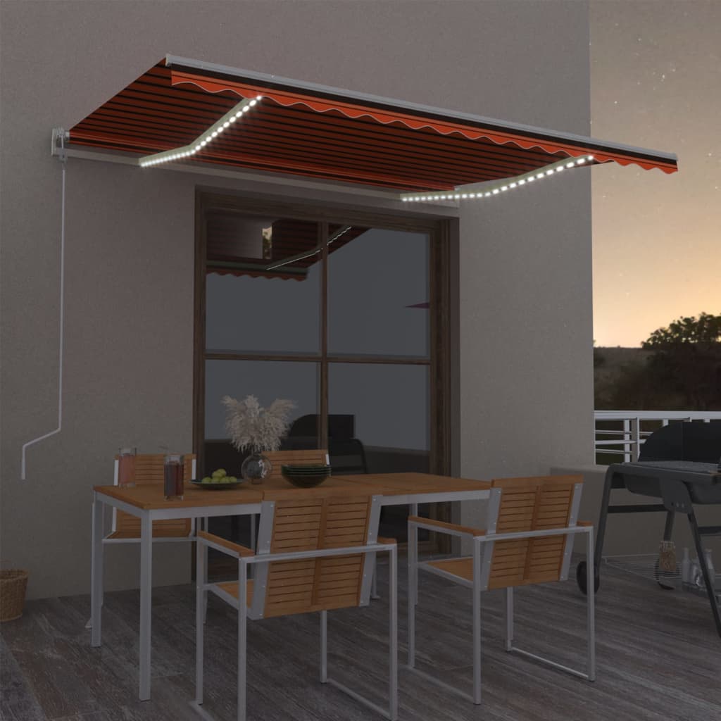 Vidaxl Luifel Automatik mit LED -Windsensor 400x300 cm Orange Braun