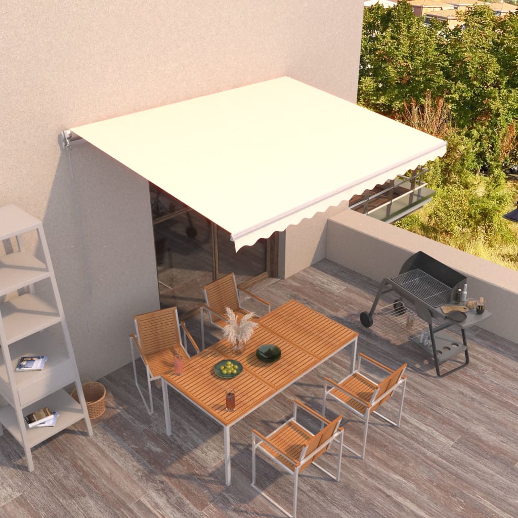Vidaxl luifel erstreckt sich manuell 450 x 300 cm cremefarben.