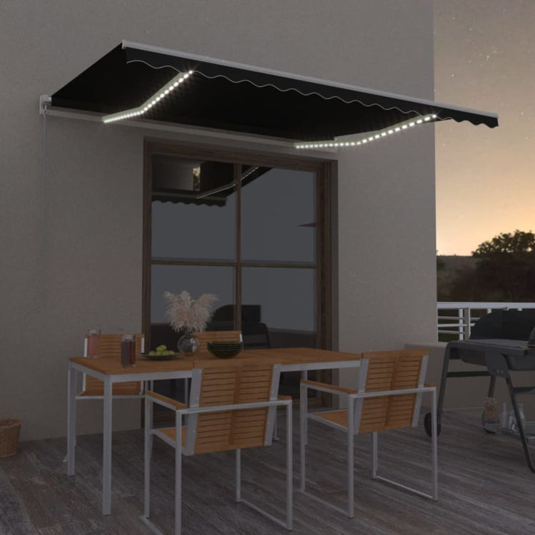 Vidaxl Luifel manuell ausziehbar mit LED 450x300 cm Anthrazitfarbe