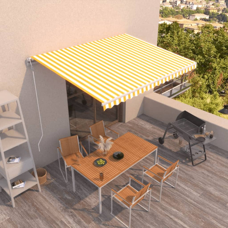Vidaxl Luifel erstreckt sich automatisch 450 x 300 cm gelb und weiß