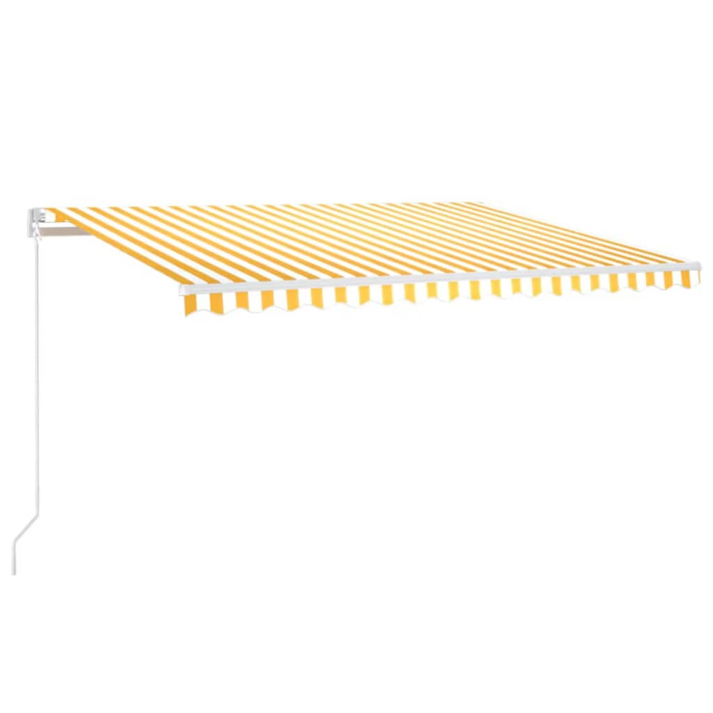Vidaxl Luifel Automatik mit LED- und Windsensor 450 x 300 cm gelb und weiß