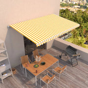 Vidaxl Luifel erstreckt sich manuell 500 x 300 cm gelb und weiß - afbeelding 1