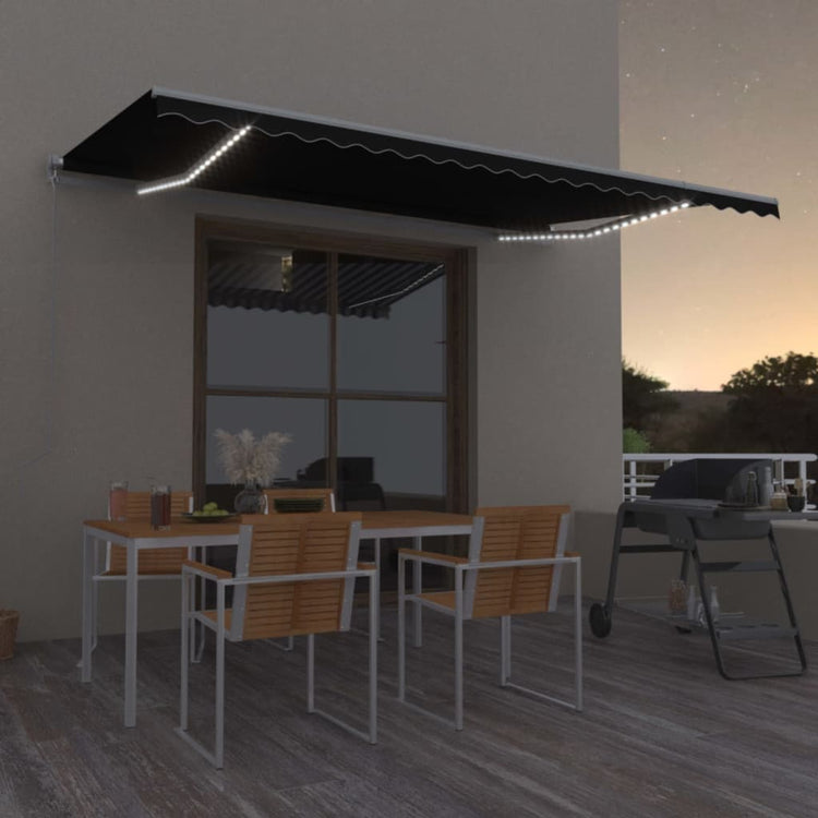 Vidaxl Luifel manuell ausziehbar mit LED 500x300 cm Anthrazitfarbe
