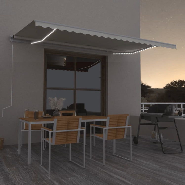 Vidaxl Luifel Automatik mit LED- und Windsensor 500x300 cm Creme Farbe