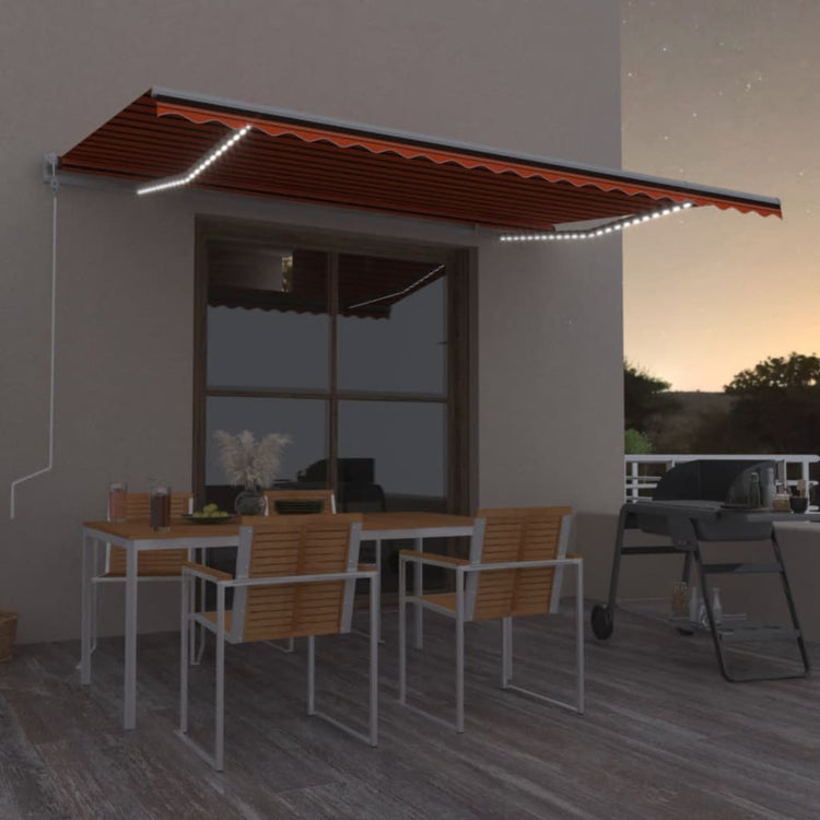 Vidaxl Luifel Automatik mit LED -Windsensor 500x300 cm Orange Braun