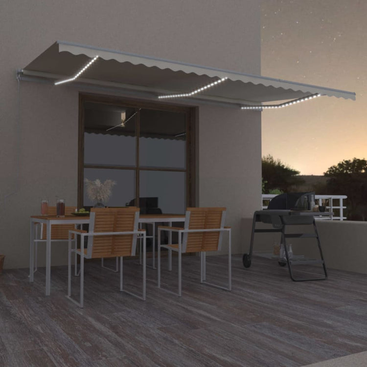 Vidaxl luifel manuell ausziehbar mit LED 600x300 cm cremefarben