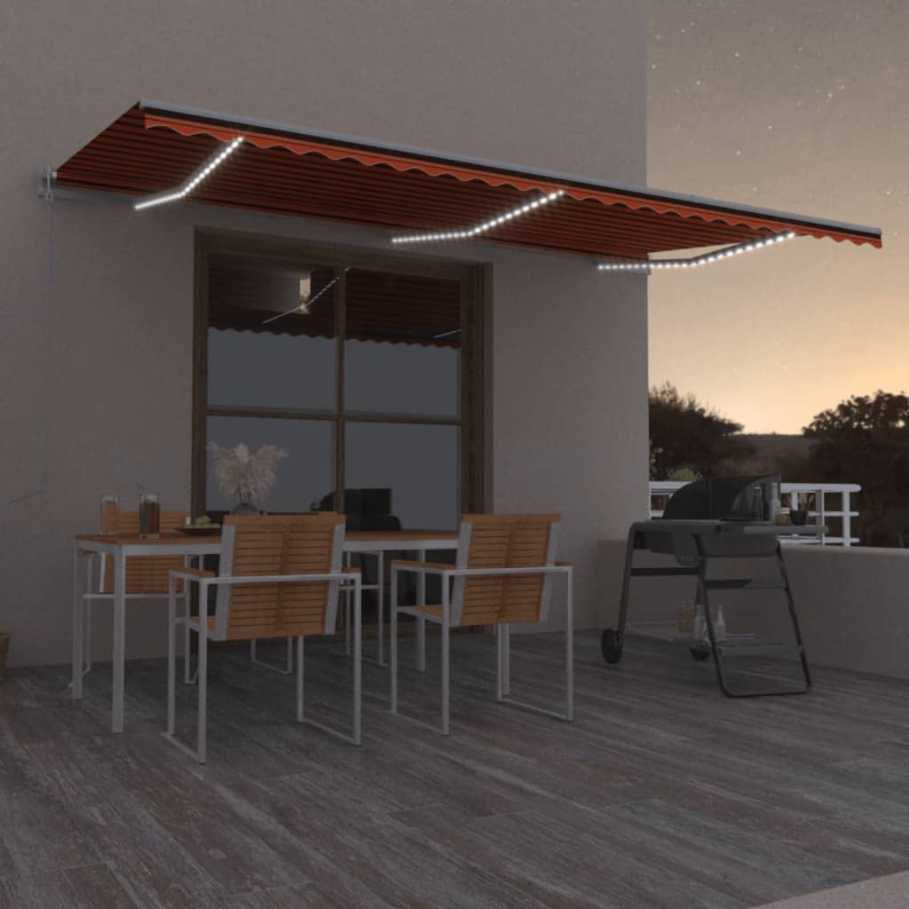 Vidaxl Luifel Automatik mit LED -Windsensor 600x300 cm Orange Braun