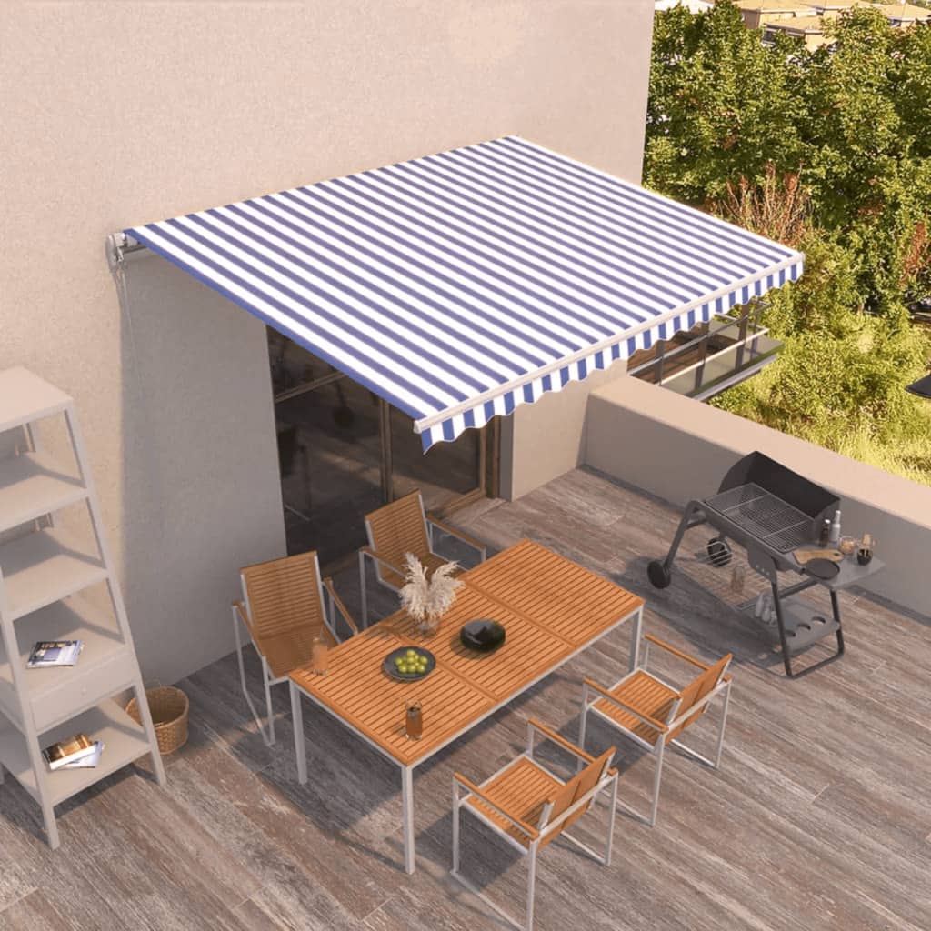 Vidaxl luifel erstreckt sich manuell 400x350 cm blau und weiß