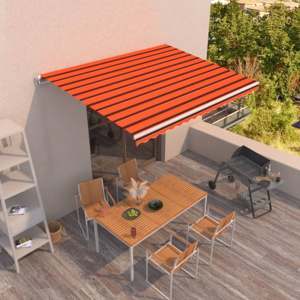 Vidaxl Luifel erstreckt sich manuell 400 x 350 cm orange und braun