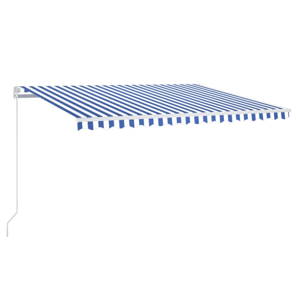 Vidaxl luifel manuell ausziehbar mit LED 400x350 cm blau und weiß