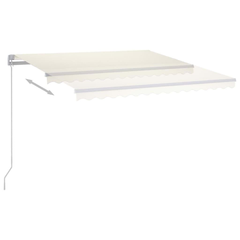 Vidaxl Luifel mit LED 450x350 cm cremefarbener Colored manuell ausziehbar