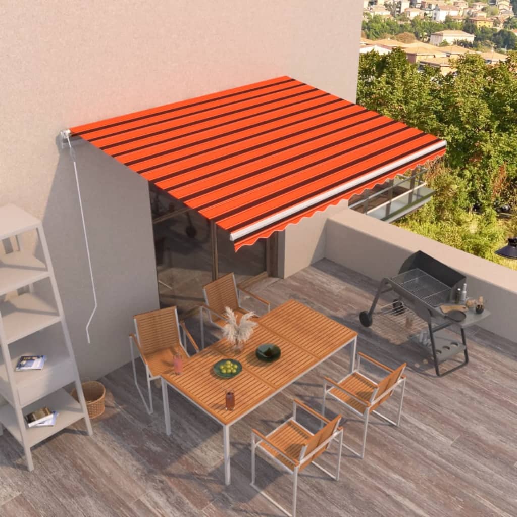 Vidaxl Luifel erstreckt sich automatisch 450 x 350 cm orange und braun