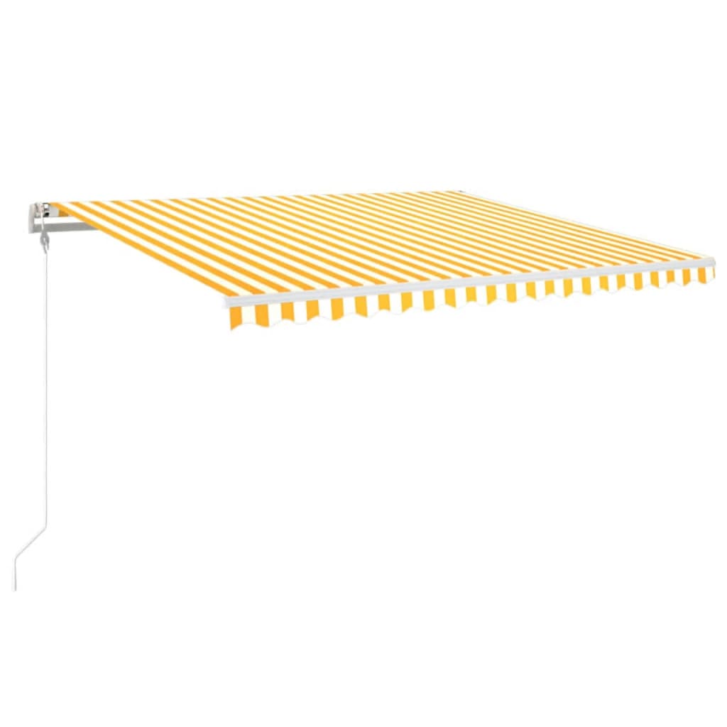 Vidaxl Luifel Automatik mit LED- und Windsensor 450x350 cm Gelb weiß