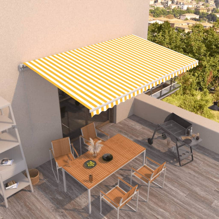 Vidaxl Luifel erstreckt sich manuell 500x350 cm gelb und weiß