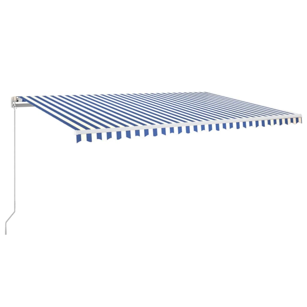 Vidaxl Luifel manuell ausziehbar mit LED 500x350 cm blau und weiß
