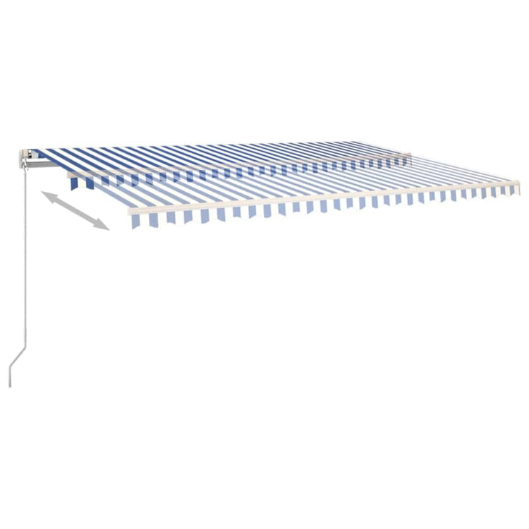 Vidaxl Luifel manuell ausziehbar mit LED 500x350 cm blau und weiß