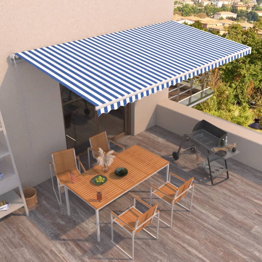 Vidaxl Luifel Automatisch erweiterbar 600x350 cm blau und weiß